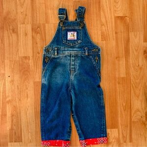 Vintage KCs Kids Children’s Wildwest Blue Denim Overalls Red Bandana 18 Months